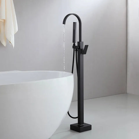 Freestanding Matte Black Bathtub Faucet with Handshower