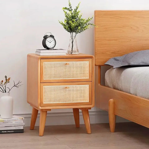 Nordic Rattan Nightstand for dorm storage