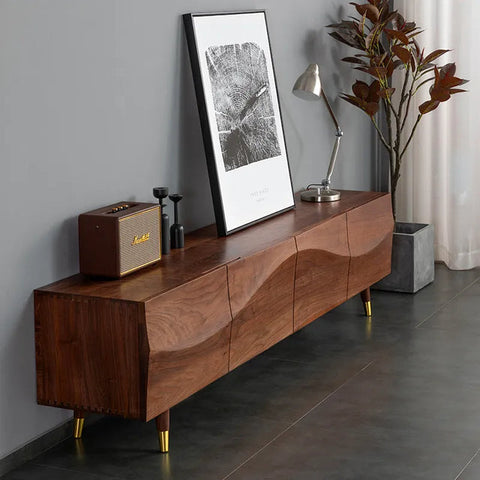 Wavy-Designed Walnut TV console