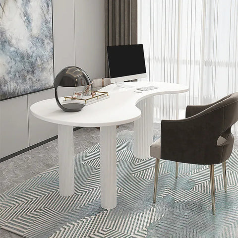 White Curved Pedestal table in an office