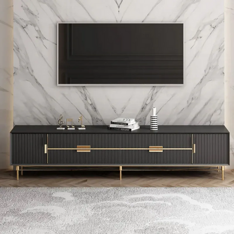 Black Media Console TV Stand With 4-Drawer