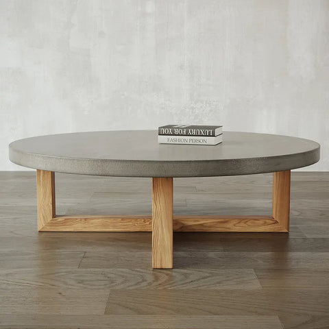  Gray Concrete Wooden Coffee Table