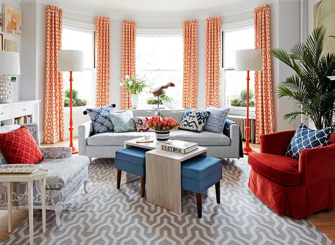 Updating Your Home; a home with colorful window treatments