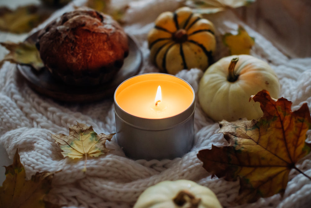 a fall-scented candle