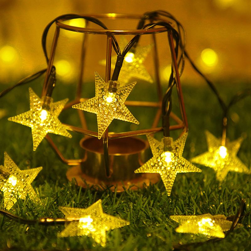 Star Shape Plastic String Lamp Solar Art Decor Fairy Light -