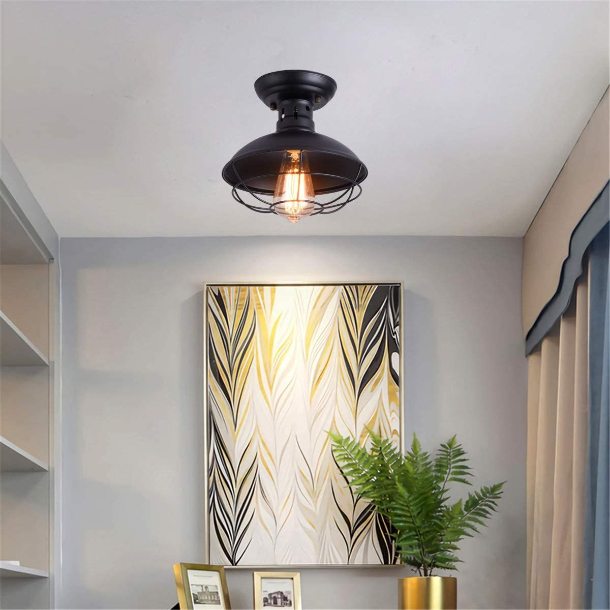 metal cage ceiling light