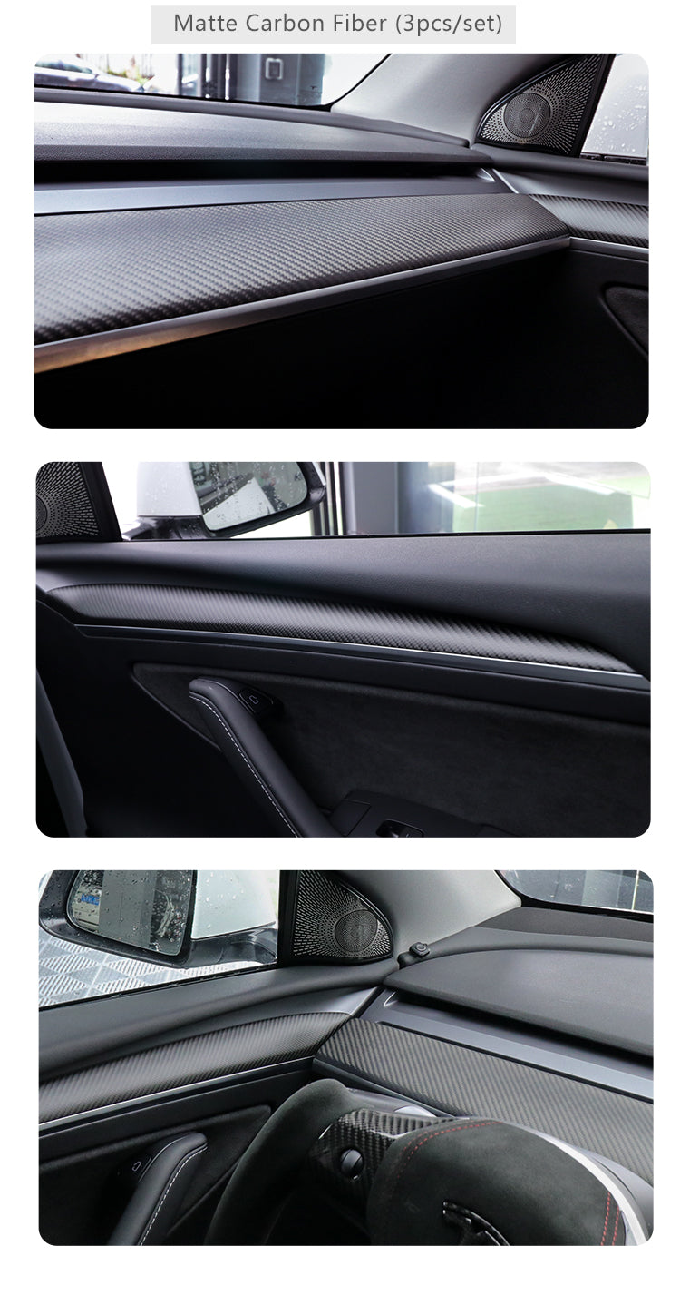 Model 3/Y Real Carbon Fiber Dashboard & Front Door Trim Panel