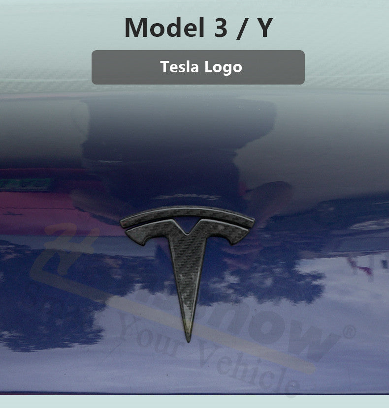Real Carbon Fiber Tesla Logo for Model 3/Y Hansshow
