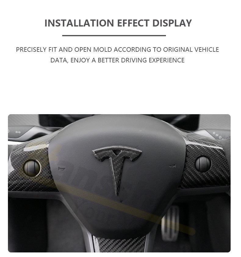Real Carbon Fiber Tesla Logo cover for Model 3/Y- HANSSHOW (Front & Rear)