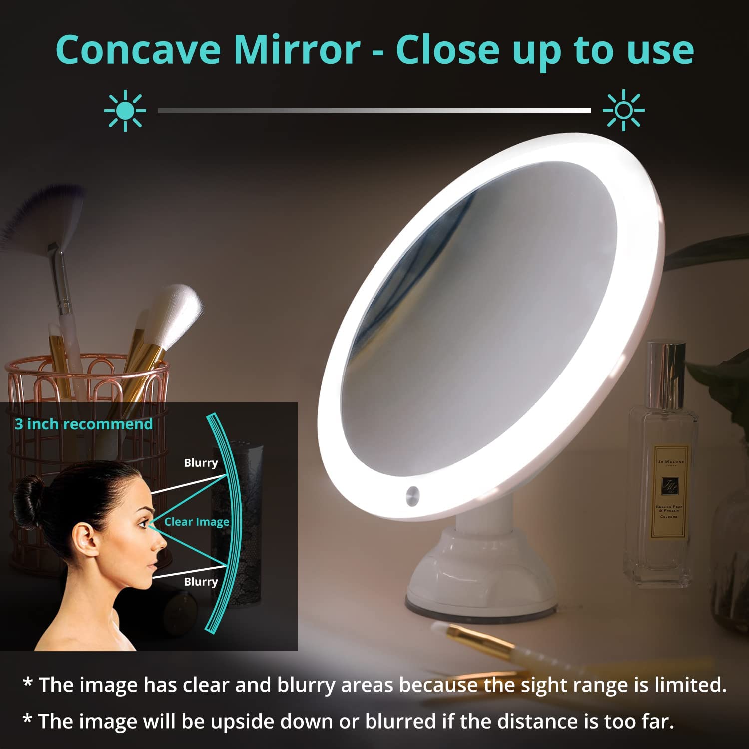 15x magnifying mirror with suction cups