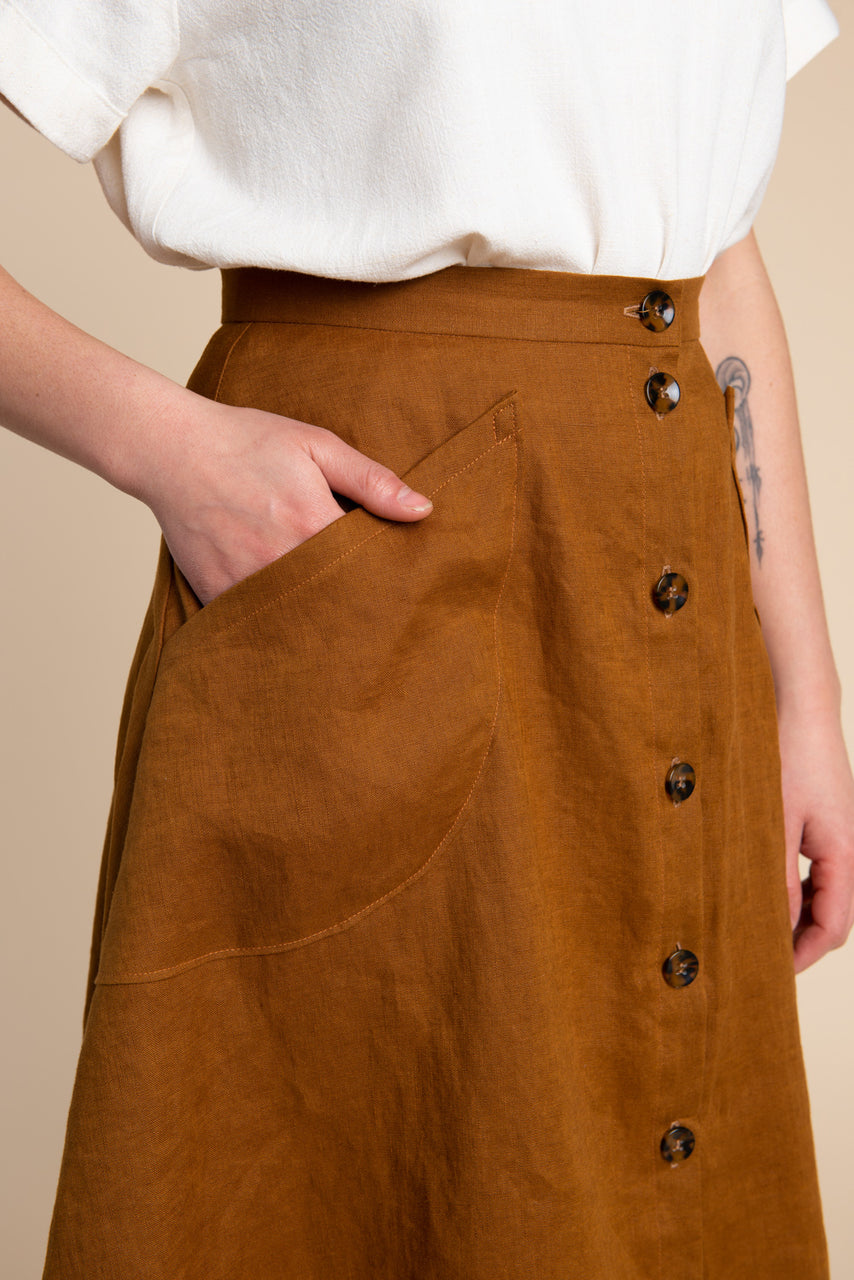 button down skirt with pockets