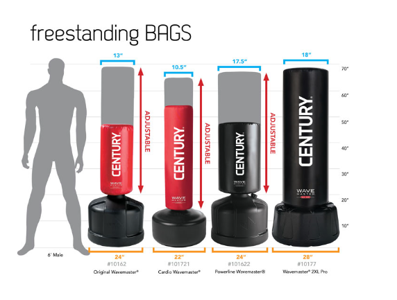 Century Free Standing Punch Bags Size Guide