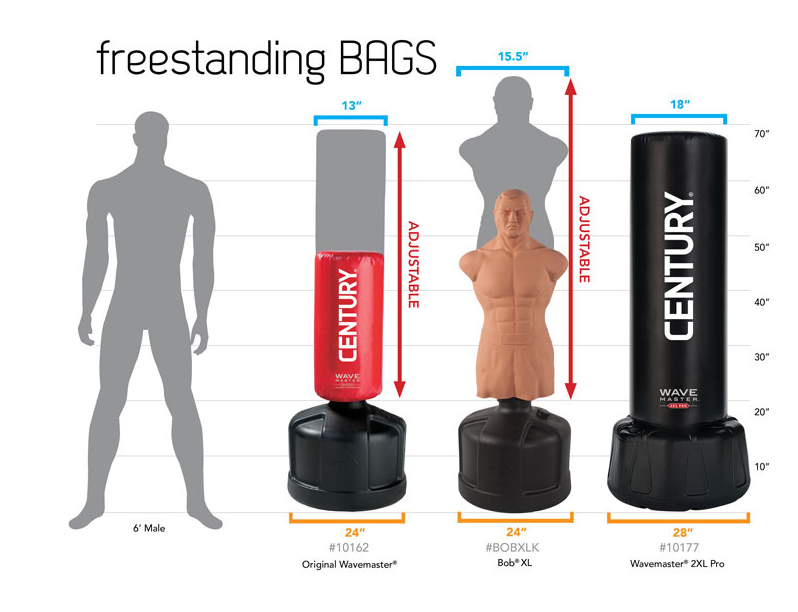 Century Large Free Standing Punch Bag Size Guide