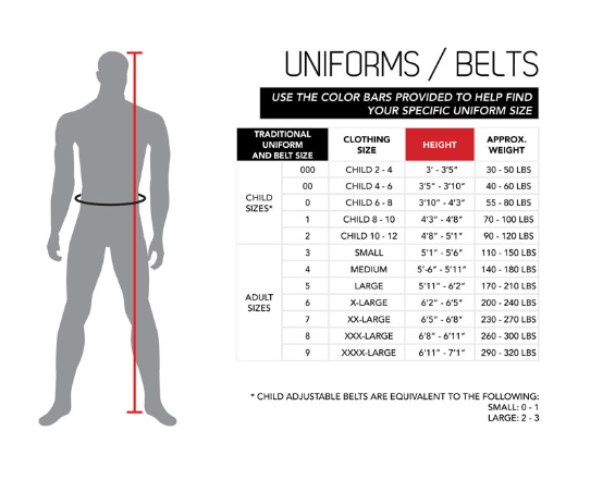 Century Lil Dragon Uniform Size Guide