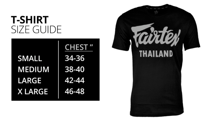 Fairtex Mens T-Shirt Size Guide