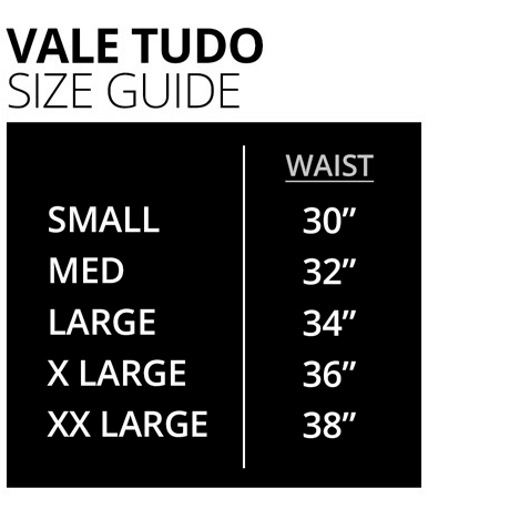 Fumetsu Vale Tudo Shorts Size Guide