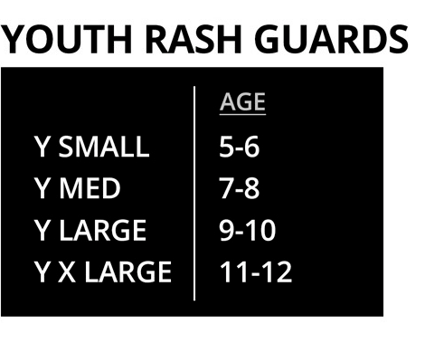 Fumetsu Youth Rash Guard Size Guide