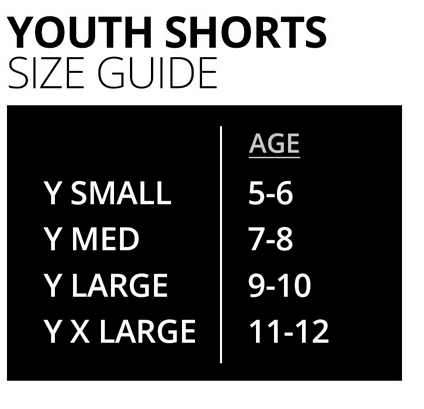 Fumetsu Youth Shorts Size Guide