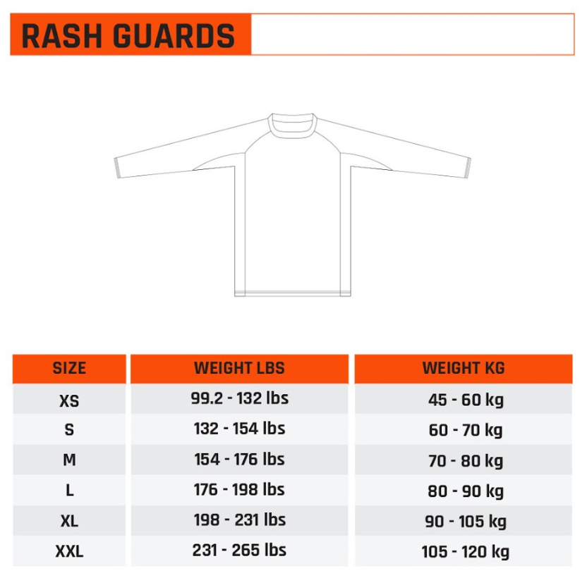 Kingz Mens Rashguard Size Guide