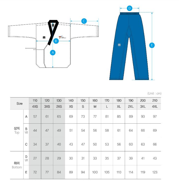 Mooto Poomsae Dan Uniform Size Guide