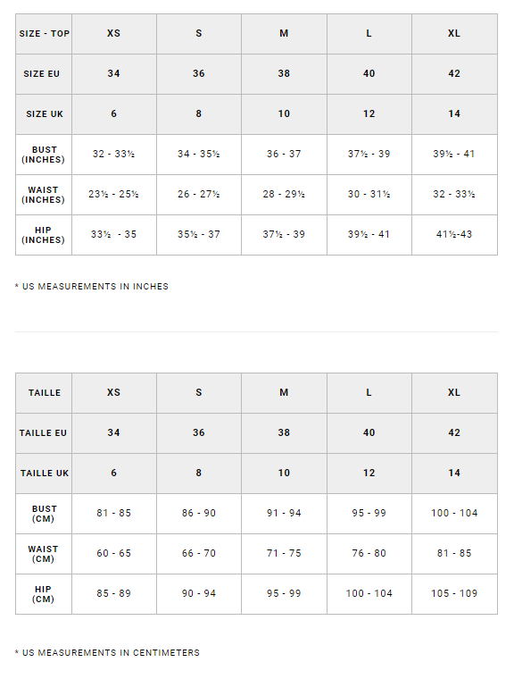 RVCA Ladies Hoodies Size Guide