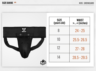 Ringhorns Kids Groin Guard Size Guide