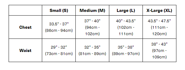 Rival Active T-Shirt Size Guide