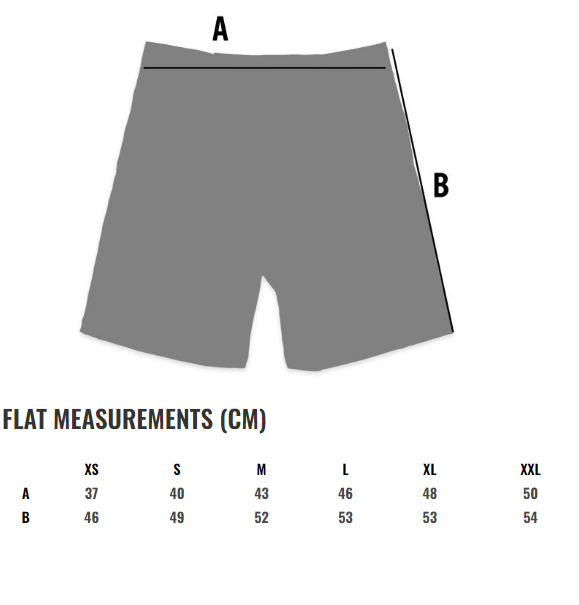 Scramble Grappling shorts Size Guide