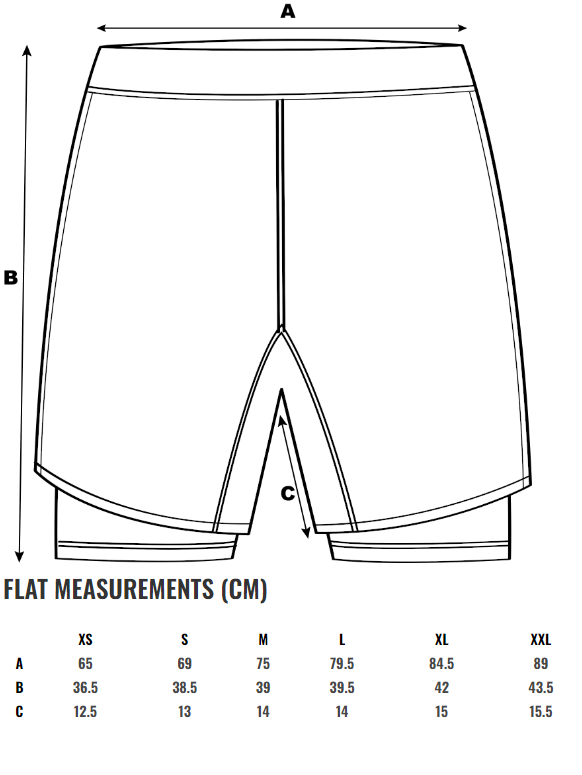 Scramble Hybrid shorts Size Guide