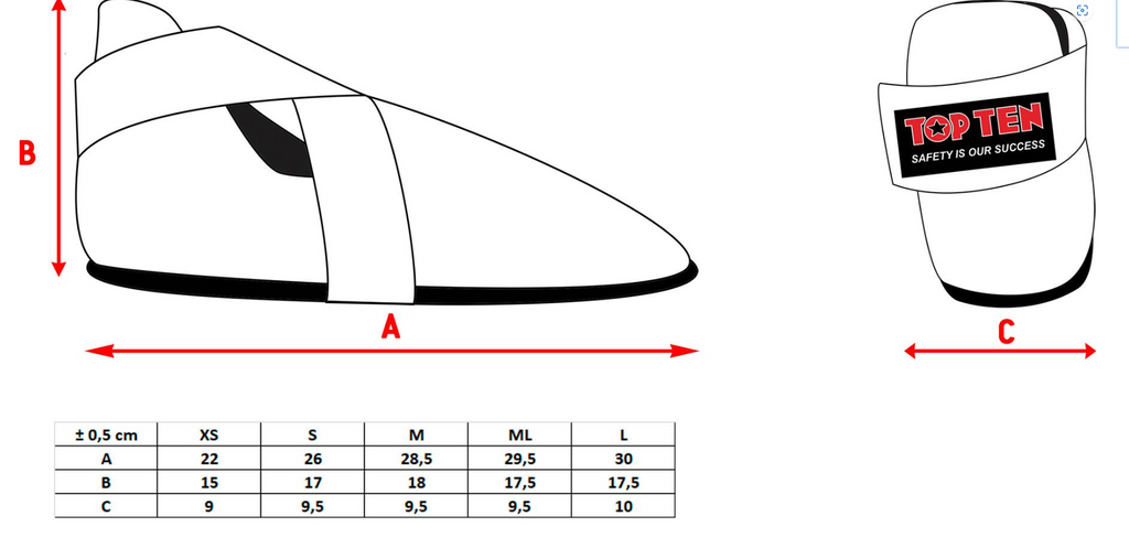 Top Ten Fight kicks Size Guide