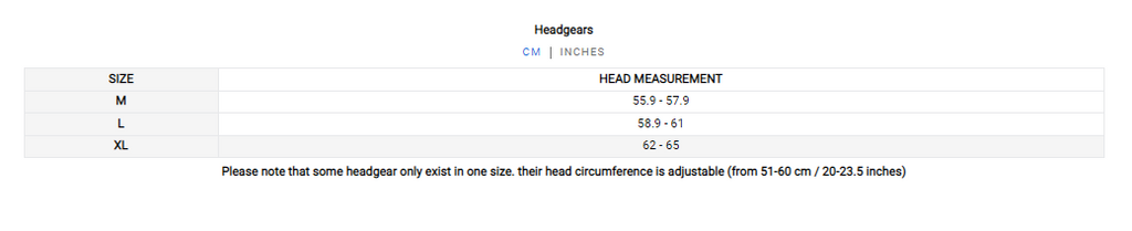 Venum Headguard Size Guide