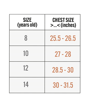 Venum Kids Rashgurds Size Guide