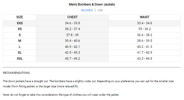 Venum Mens Jacket Size Guide