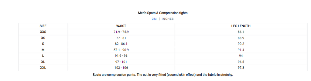 Venum Mens Spats Size Guide