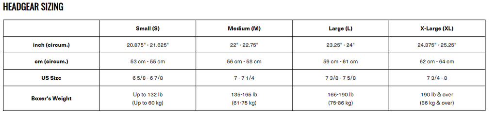 Rival Head Guard Size Guide 