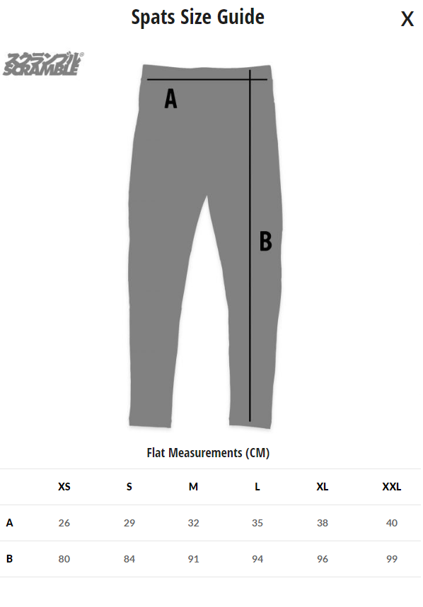 Scramble Mens Spats Size Guide