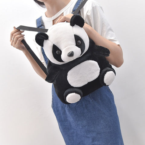 sac dos enfant, forme panda mignonne no peluche mini-sac dos pour
