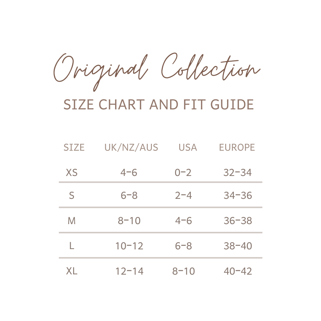 Life by THE & Topanga Swimwear - T.H.E. Size chart