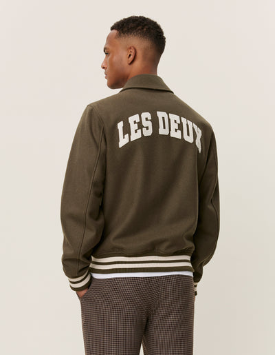 Les Deux MEN Felipe Varsity Wool Jacket Jacket 522522-Olive Night