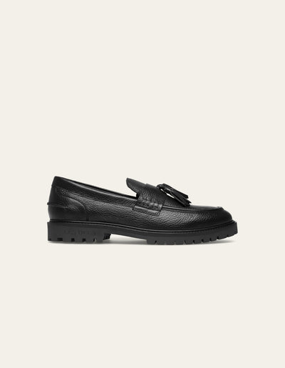 Les Deux MEN Thatcher Grain Tassel Loafer Shoes 100100-Black