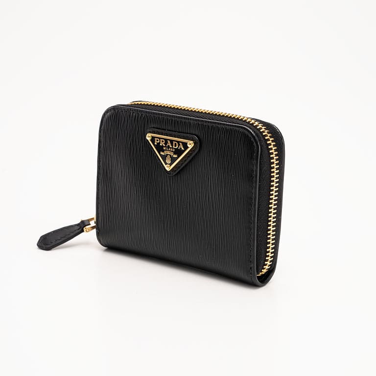 PRADA Vitello Move Triangle Coin Case 1ML042 <Black>