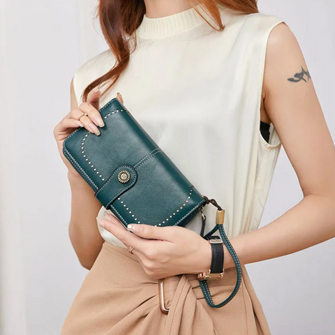 Large Capacity Leather Wristlet