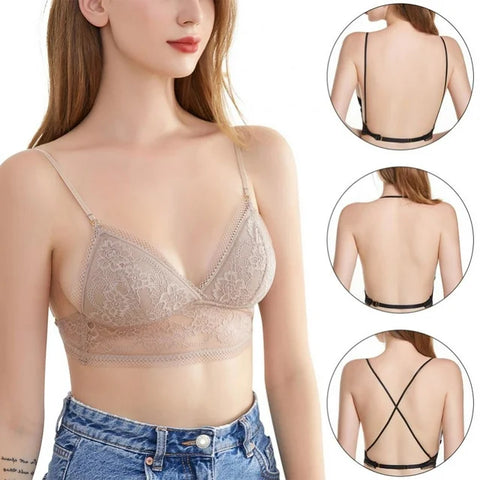 Mesh Lace Low Back Bra