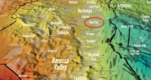 Growing Degree days map of Barossa Valley. (Barossa Australia source)