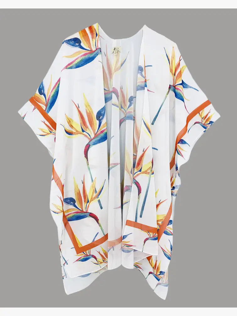 JC071002 Orange-Blue Bird of Paradise Kimono