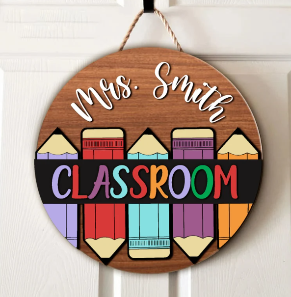 Personalized Classroom Door Hanger | Pencils