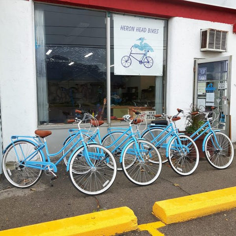 bikes parked out front of shop