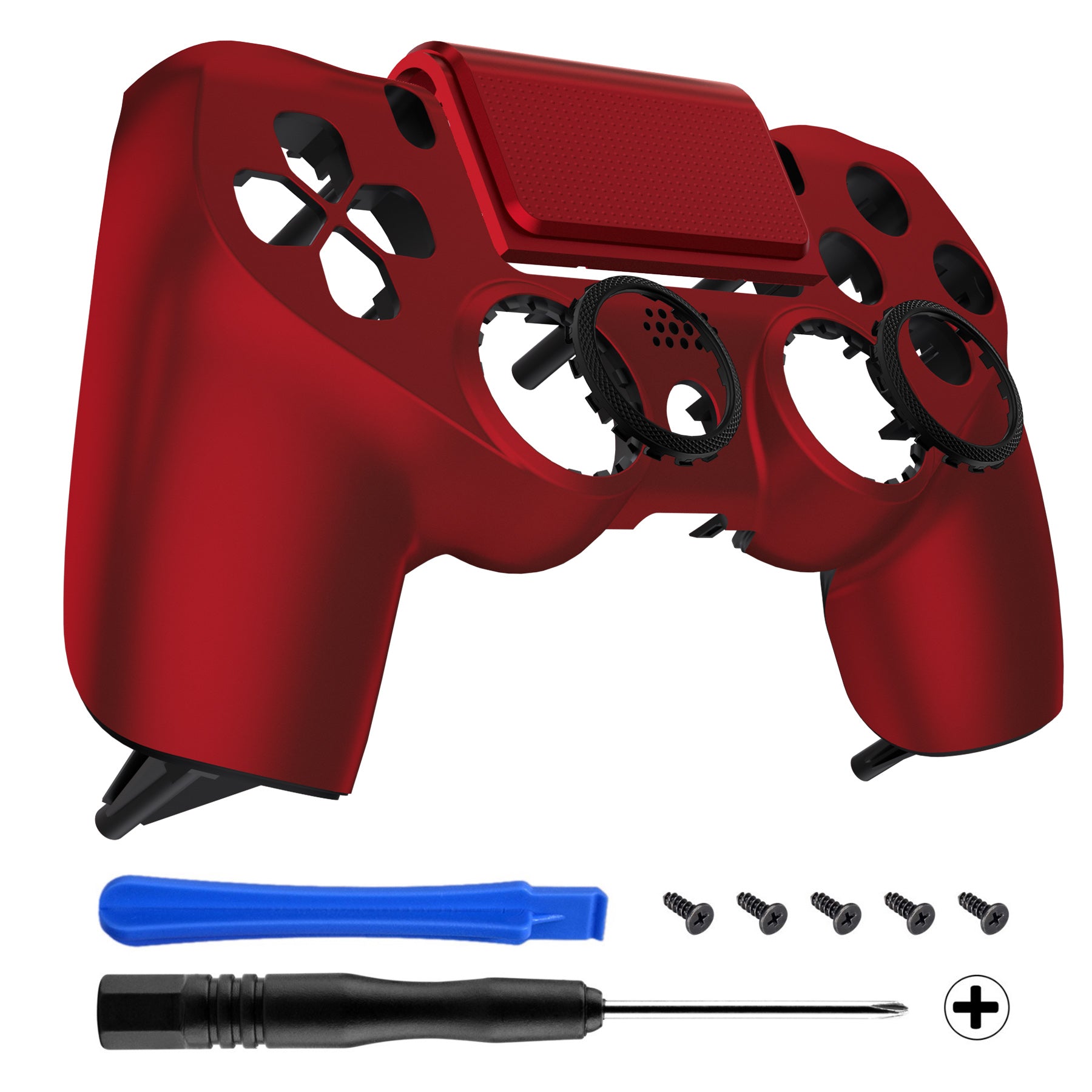 eXtremeRate Ghost Redesigned Front Housing Shell with Touch Pad Compatible  with PS4 Slim Pro Controller Controller JDM-040/050/055 - Shadow Scarlet 