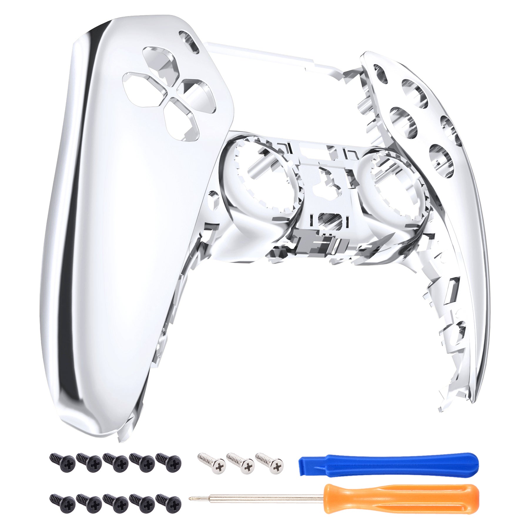 eXtremeRate Chrome Blue Glossy DIY Accessories Replacement Front