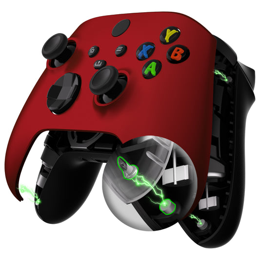 FaceMag Scarlet Red Magnetic Replacement Front Housing Shell for Xbox Series X & S Controller, DIY Faceplate Cover with Accent Rings for Xbox Core Controller Model 1914 - Controller NOT Included - MX3P3001